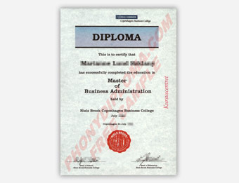 Niels-Brock Copenhagen Business School - Fake Diploma Sample from Netherlands